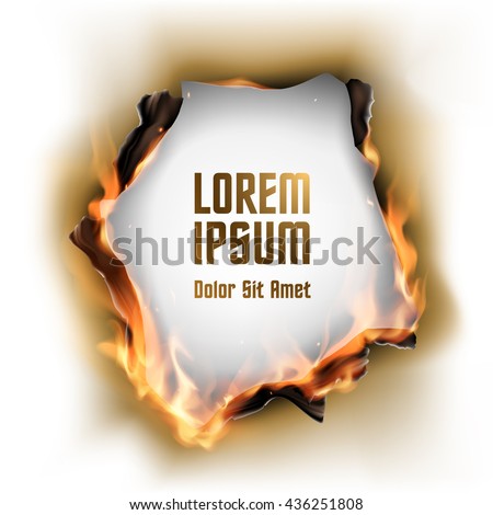 Paper with burnt hole and flame Royalty-Free Stock Photo #436251808
