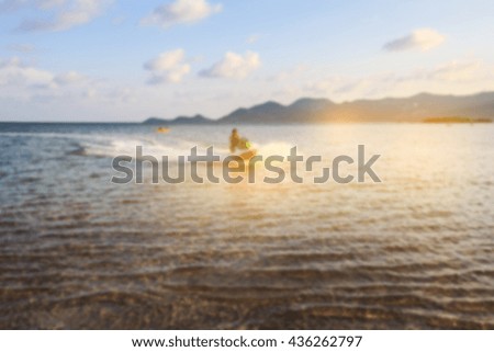 Blurred picture from man on Jet ski at Chaweng beach, Koh samui, Thailand.