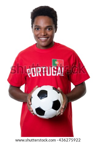 Laughing soccer fan from Portugal