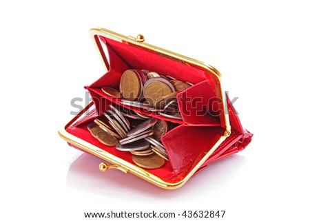 Red woman wallet and money