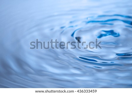 Abstract circle ripple water drop reflection. Blue fresh liquid texture background.