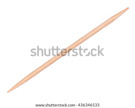 wooden toothpick closeup on isolated white background Royalty-Free Stock Photo #436346533