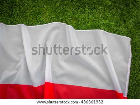 Flags of Poland on green grass