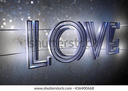 3d blue neon letters with the word LOVE on a wall