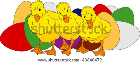 vector - gosling and eggs isolated on background