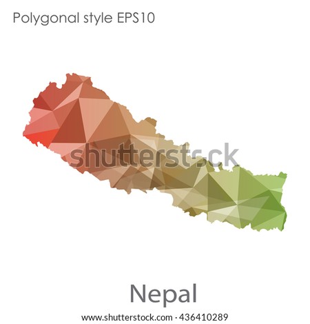 Nepal map in geometric polygonal style. Abstract triangle, modern design background.Vector illustration EPS10