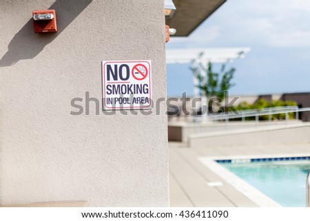 No Smoking Around Pool Sign
