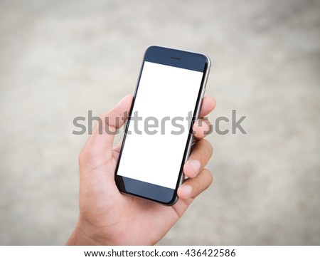 man holding phone white screen