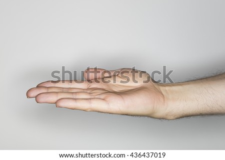 isolated hand gesture, photographed with ring flash