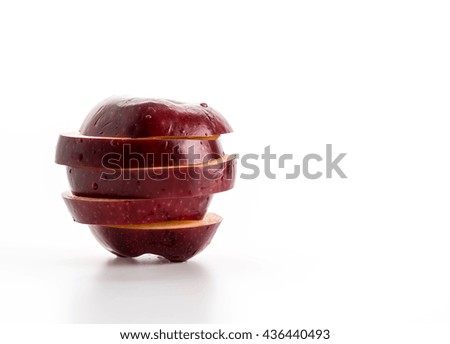 Sliced apple on white background