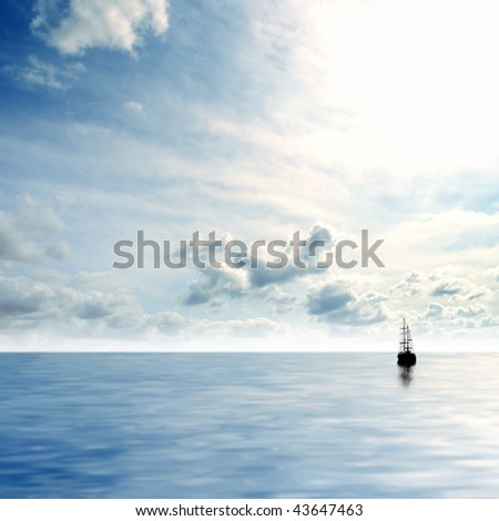 Picture of lonely sailing boat