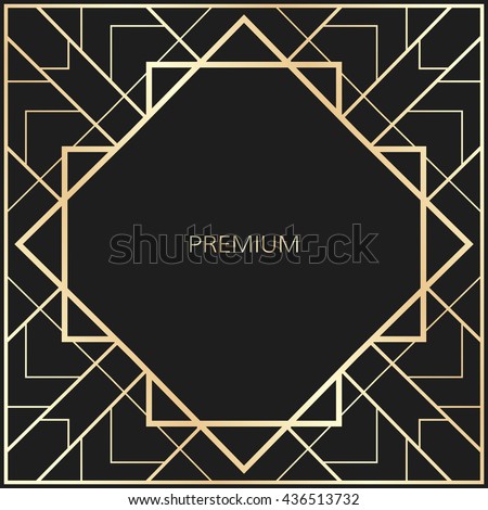 Vector geometric frame in Art Deco style. Square abstract element for design. Royalty-Free Stock Photo #436513732