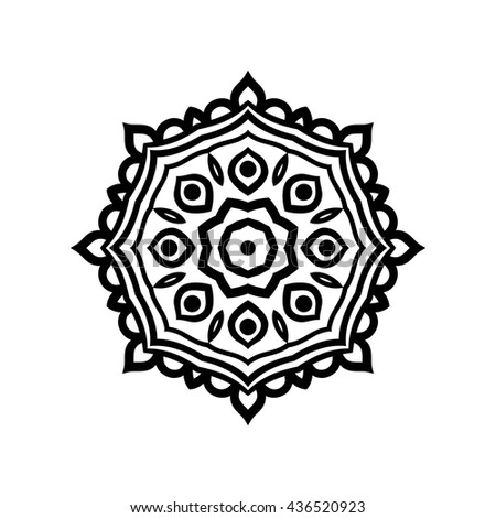 Mandala. Ethnic decorative elements. Hand drawn background. Islam, Arabic, Indian, ottoman motifs. Vintage decorative elements. Oriental pattern. Monochrome contour mandala.