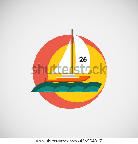 abstract sailing boat in the sea.