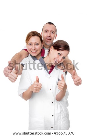 three isolated nurses showing viewer success