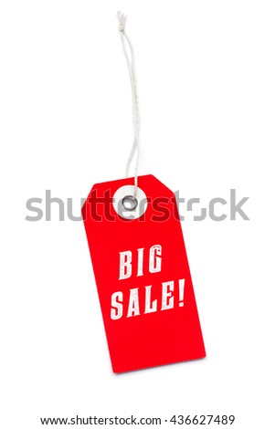 Red sales label tag with special offer message