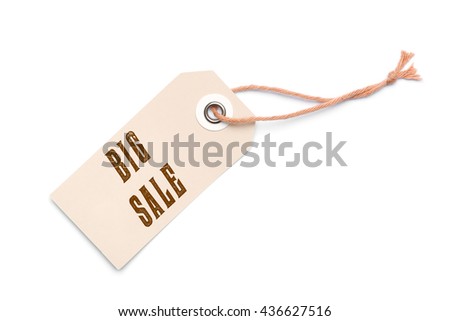 Light brown carton label tag with Big Sale discount message