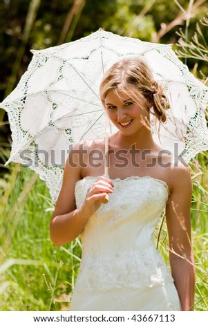 beautiful young woman walking in the country
