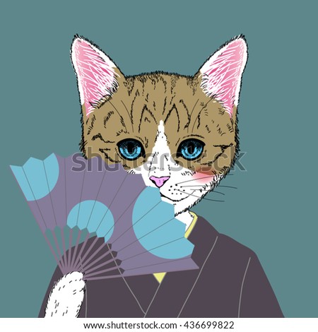Cat of Japanese-style illustrations