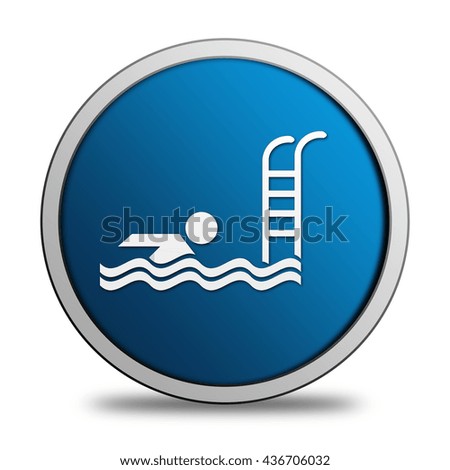 Swimmer and swimming pool web button isolated on a background