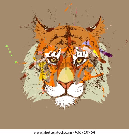 Adult tiger graphic, icon, vector