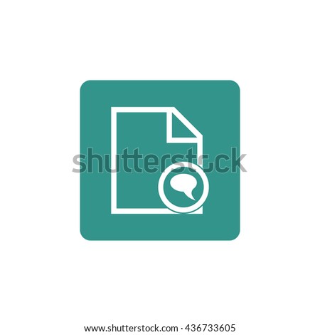 Vector illustration of file discussion sign icon on green background.
