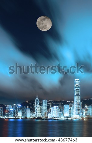 Night scene of Hong Kong Victoria Harbor