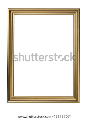 Gold frame,wooden frame for painting or picture on white background with clipping path, isolated