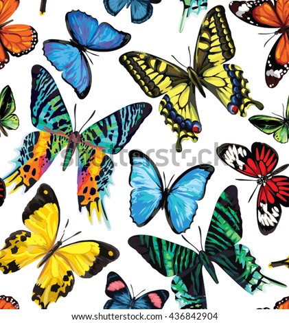 Seamless pattern with butterflies. Vector illustration.