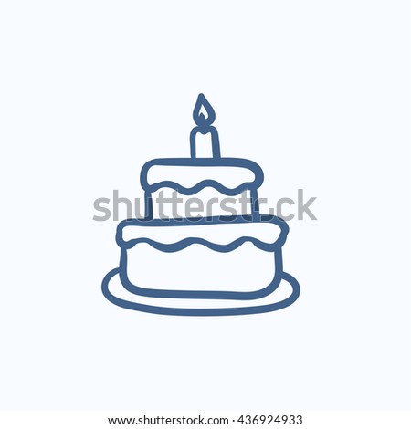 Easter cake with candle vector sketch icon isolated on background. Hand drawn Easter cake with candle icon. Easter cake with candle sketch icon for infographic, website or app.