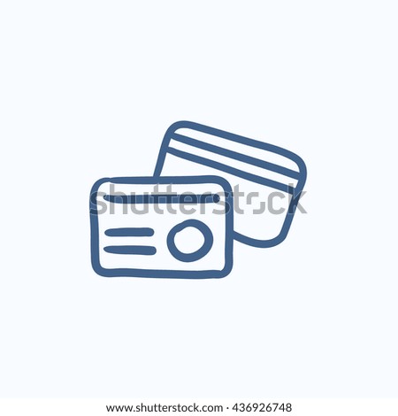 Identification card vector sketch icon isolated on background. Hand drawn Identification card icon. Identification card sketch icon for infographic, website or app.