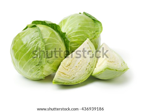 Cut cabbage on white background Royalty-Free Stock Photo #436939186