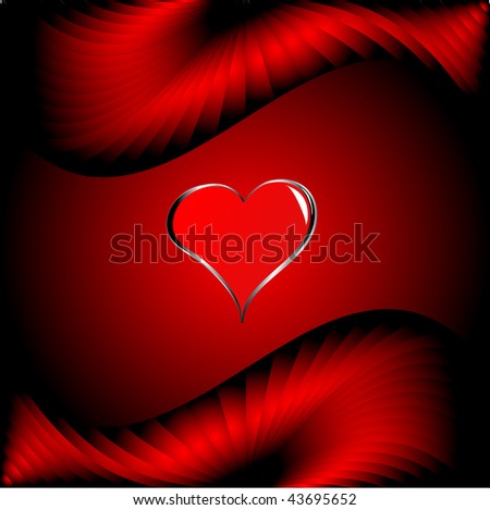 A vector valentines background with silver hearts on a deep red backdrop with room for text