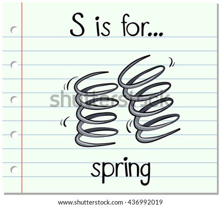 Flashcard letter S is for spring illustration