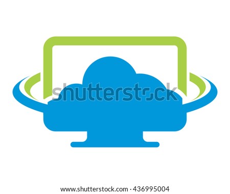 monitor screen cloud computer laptop technology gadget network image vector icon logo symbol