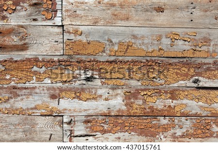 Weathered wooden wall texture with old paint. Background and texture for design.