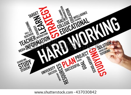 Hard working word cloud, study concept