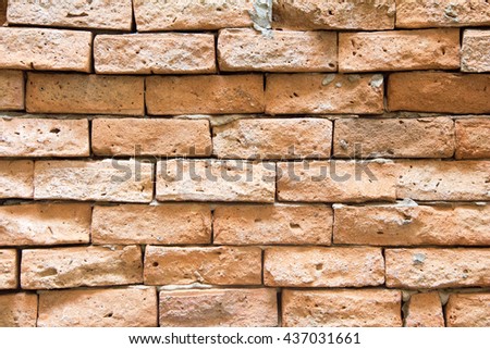 close-up of an old crumbling brick wall