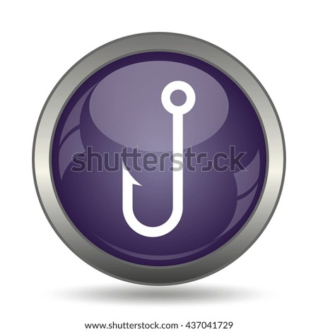 Fish hook icon. Internet button on white background.
