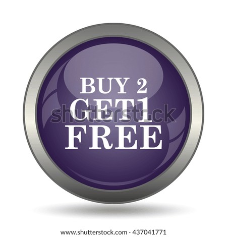 Buy 2 get 1 free offer icon. Internet button on white background.
