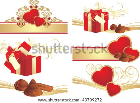 Collection of romance compositions to the Valentines Day. Vector