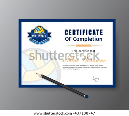 Vector template for certificate of volleyball training academy