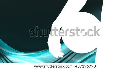 Man holding basket ball against glowing abstract design