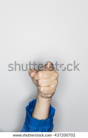 isolated male hand, photographed in the studio