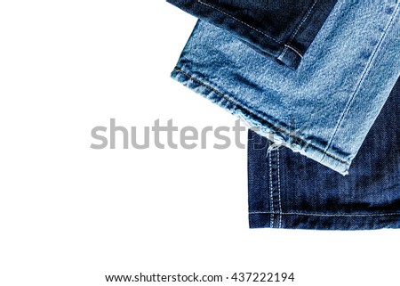 Leg jeans with a seam pattern on white background.