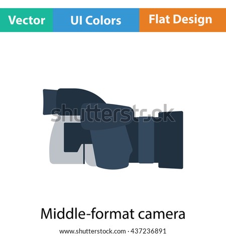 Icon of premium photo camera. Flat color design. Vector illustration.