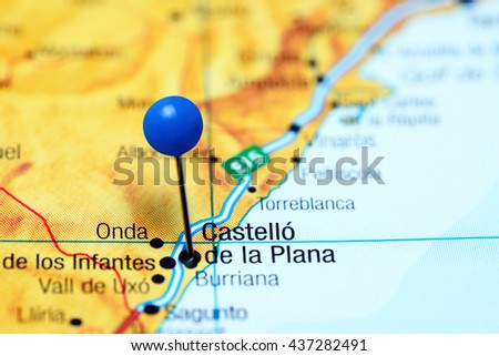 Castello de la Plana pinned on a map of Spain