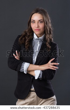 portrait of a young beautiful business woman, studio picture