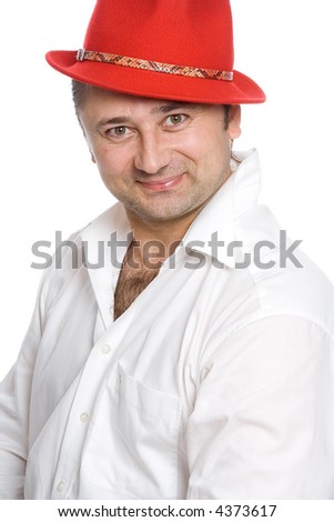 A series of pictures of the person in a red hat