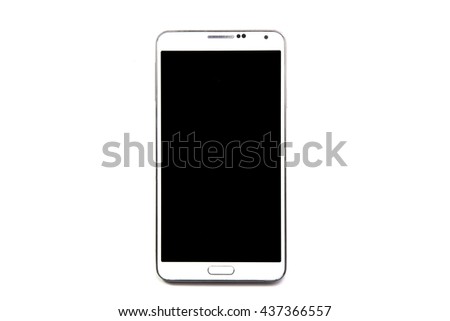 modern touch screen smartphone isolated on white background Royalty-Free Stock Photo #437366557